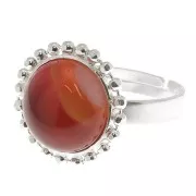 Anello sfere diamantate cabochon fondo piatto 12mm Dimensione 54 a 58-Arg925 x1