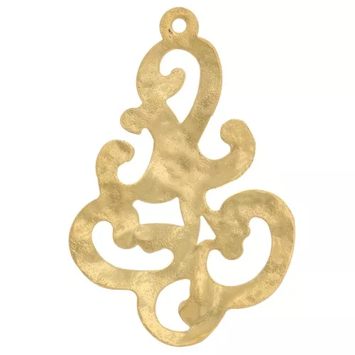 Ciondolo in filigrana design martellato 36x24 mm - Dorato con oro fino x1