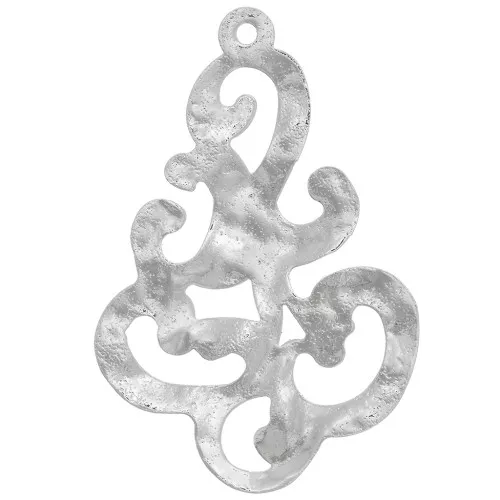 Pendente in filigrana design martellato 36x24 mm - Rodio x1