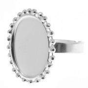 Anello sfere diamantate cabochon fondo piatto 18x13 mm dimensione 54 a 58-Arg925|raw }}