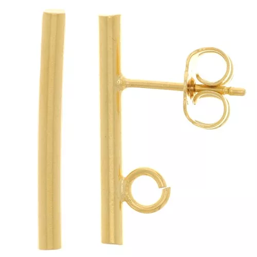 Orecchini perno barra tonda 20x2 mm - anello aperto - Dorato con oro fino x2