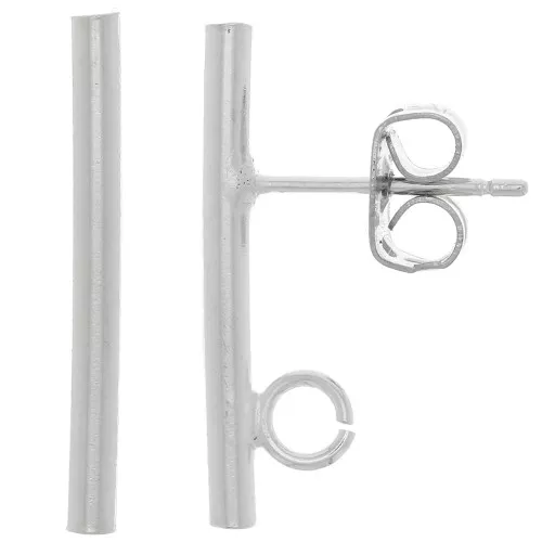 Orecchini perno barra tonda 20x2 mm - anello aperto - Argentato x2