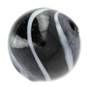 Perla tonda vetro soffiato mm. 20 Nero striata Bianco x1|raw }}