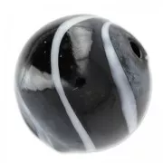 Perla tonda vetro soffiato mm. 20 Nero striata Bianco x1