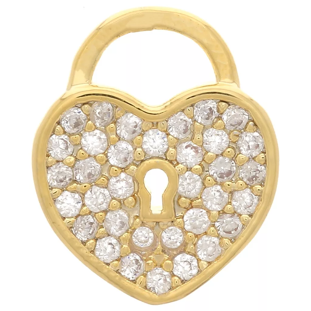 Collana con ciondolo a forma di lucchetto e chiave a forma di cuore in oro giallo 14 carati - Italia
