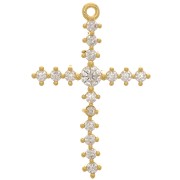 Pendente a croce 23,5x16,5 mm con ossidi di zirconio - Dorato con oro fino - Cristallo x1