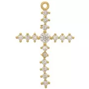 Pendente a croce 23,5x16,5 mm con ossidi di zirconio - Dorato con oro fino - Cristallo x1