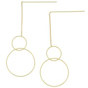 Orecchini catena gourmette - doppio cerchio - 83mm - Dorato con oro fino x2