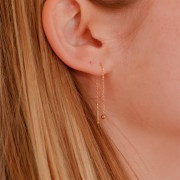 Orecchini catena forzatina 57 mm con pallina -Dorato con oro finox2