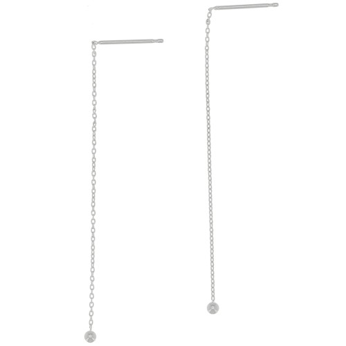 Orecchini catena forzatina 57 mm con pallina - Placcato argento fino