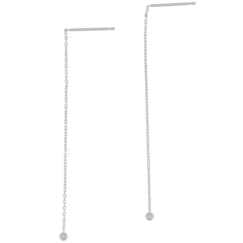 Orecchini catena forzatina 57 mm con pallina - Placcato argento fino