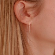 Orecchini catena forzatina 57 mm con pallina - Placcato argento fino