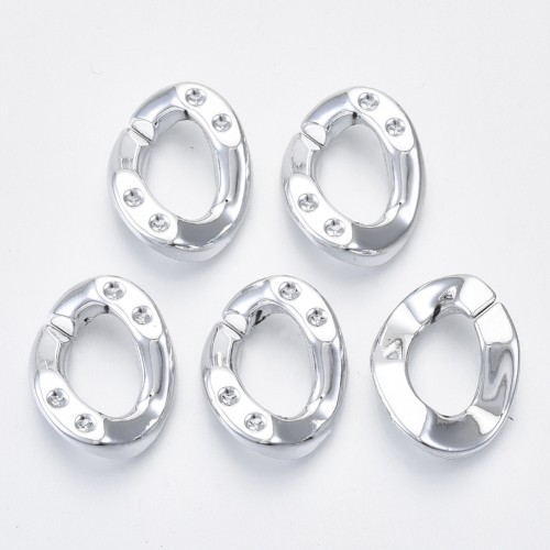 Collegamento ovale in acrilico ritorto 26x21mm per cabochon 1088 1.8-Argentato x