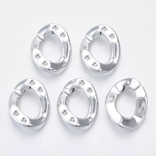 Collegamento ovale in acrilico ritorto 26x21mm per cabochon 1088 1.8-Argentato x