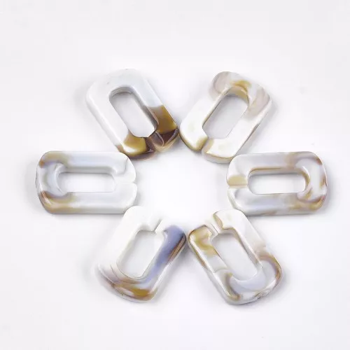 Collegamento rettangolare acrilico 30x20 mm - Beige marmorizzato - Marrone x1