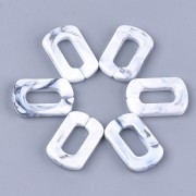 Collegamento rettangolare acrilico 30x20 mm - Bianco marmorizzato - Grigio x1|raw }}