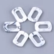 Collegamento rettangolare acrilico 30x20 mm - Bianco marmorizzato - Grigio x1