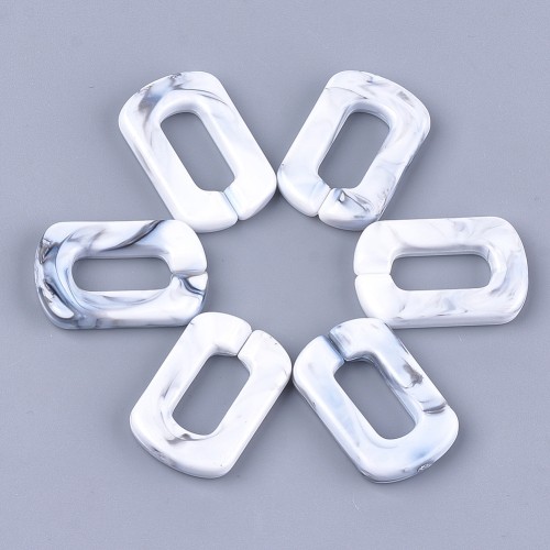 Collegamento rettangolare acrilico 30x20 mm - Bianco marmorizzato - Grigio x1