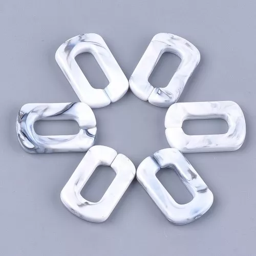 Collegamento rettangolare acrilico 30x20 mm - Bianco marmorizzato - Grigio x1