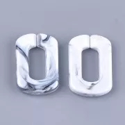 Collegamento rettangolare acrilico 30x20 mm - Bianco marmorizzato - Grigio x1