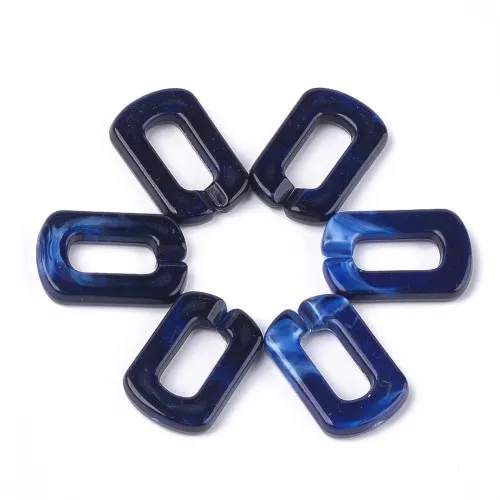 Collegamento rettangolare in acrilico 30x20mm - marmorizzato blu notte - bianco x1