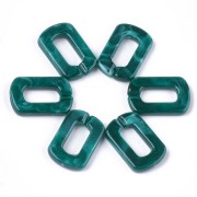 Collegamento Rettangolo in acrilico 30x20mm - Blu anatra marmorizzato - Bianco x1