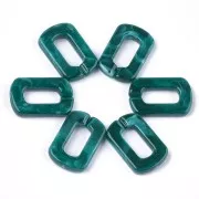 Collegamento Rettangolo in acrilico 30x20mm - Blu anatra marmorizzato - Bianco x1