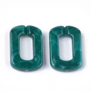 Collegamento Rettangolo in acrilico 30x20mm - Blu anatra marmorizzato - Bianco x1