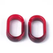 Collegamento acrilico ovale 18.5x11.5 mm - Rosso marmorizzato - Nero x1