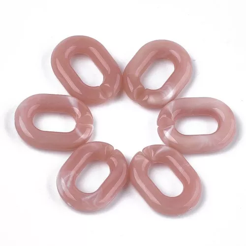 Collegamento acrilico ovale 24x18 mm - marmorizzato rosa antico - bianco x1