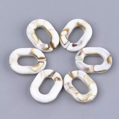 Collegamento acrilico ovale 24x18 mm - Beige marmorizzato - Marrone x1