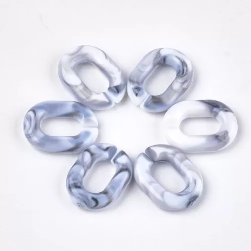 Collegamento acrilico ovale 24x18 mm - Bianco marmorizzato - Grigio x1