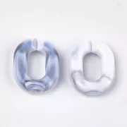 Collegamento acrilico ovale 24x18 mm - Bianco marmorizzato - Grigio x1