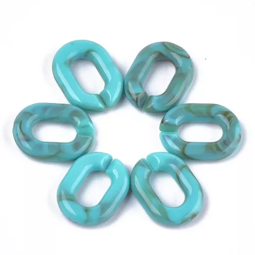 Collegamento acrilico ovale 24x18 mm - Turchese marmorizzato - Marrone x1