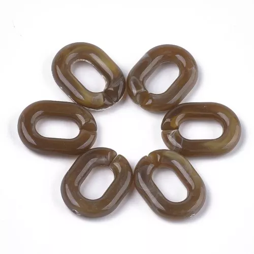 Collegamento acrilico ovale 24x18 mm - Marrone chiaro marmorizzato - Bianco x1