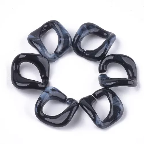 Collegamento quadrato ritorto in acrilico 24x23 mm - Marmorizzato Nero-bianco x1