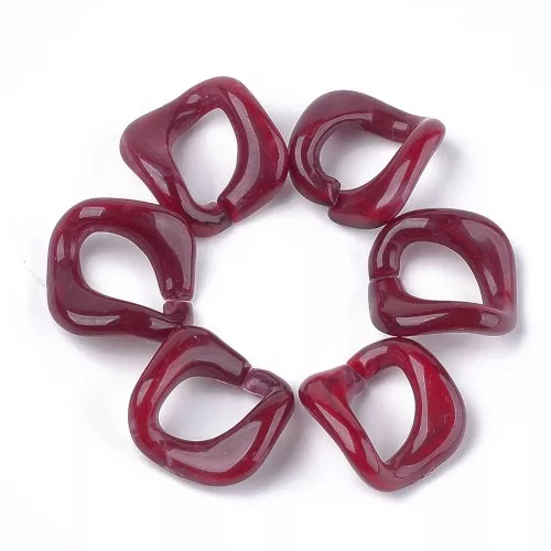 Collegamento quadrato ritorto in acrilico 24x23mm Marmorizzato Rosso bianco x1