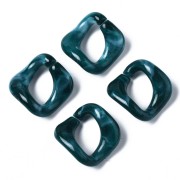 Collegamento quadrato ritorto in acrilico 24x23 mm-Marmorizzato Blu anatra bian x1|raw }}