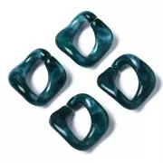 Collegamento quadrato ritorto in acrilico 24x23 mm-Marmorizzato Blu anatra bian x1