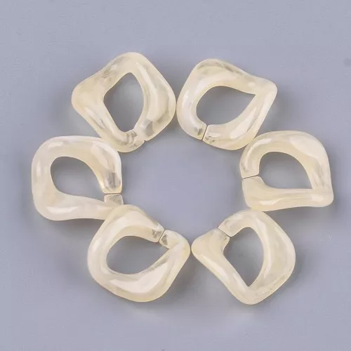Collegamento quadrato ritorto in acrilico 24x23 mm - Marmorizzato Beige -Bianco x1