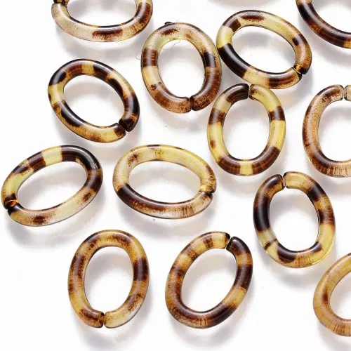 Collegamento acrilico ovale 17x13 mm - Squama di Tartaruga - Marrone - Nero x1