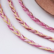 Cordoncino di cotone intrecciato piatto 1.5mm Prugna Fucsia Giallo Rosa chiaro x1m