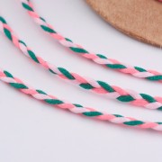 Cordoncino di cotone intrecciato 2 mm -Rosa fluo - Rosa chiaro-Verde scuro x1m