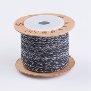 Cordoncino di cotone intrecciato 2 mm - nero- grigio x1m|raw }}