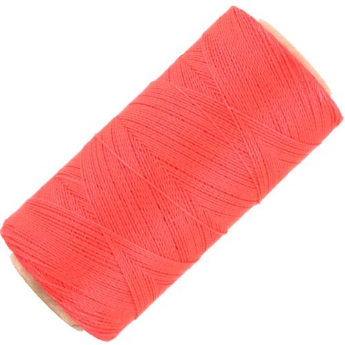 Bobina di filo cerato Linhasita per micro macramè 0,35 mm - Fluo Coral (394) x448m