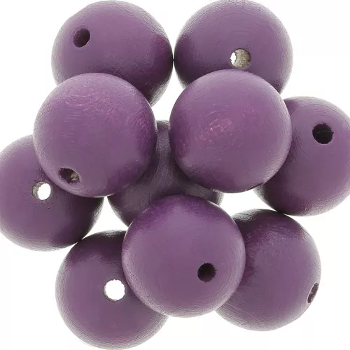 Perla tonda in legno mm. 20 Prune x5