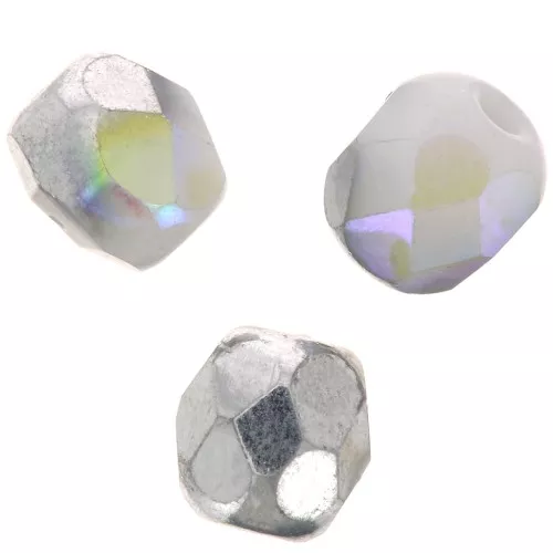 Sfaccettature 4 mm - Gesso Bianco Argento Arcobaleno x50
