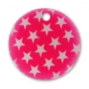 Zecchino stampato mm. 20 Stelle Fucsia/Bianco x1
