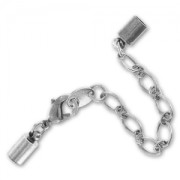 Chiusura moschettone con terminale per laccetti mm. 4 argentato antico|raw }}