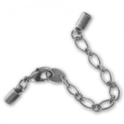 Chiusura moschettone con terminale per laccetti mm. 3 argentato antico|raw }}